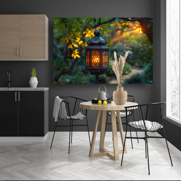 Boslantaarn in schemering canvas