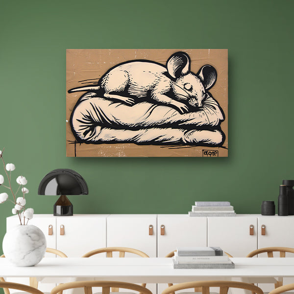 Slapende muis op een zachte deken acrylglas