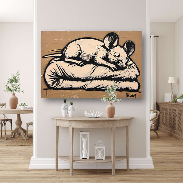 Slapende muis op een zachte deken acrylglas