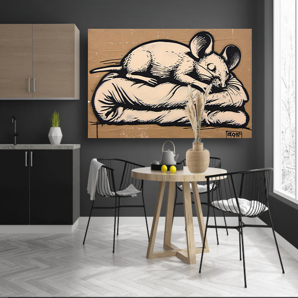 Slapende muis op een zachte deken acrylglas
