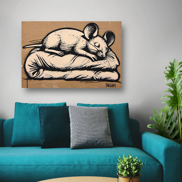 Slapende muis op een zachte deken acrylglas
