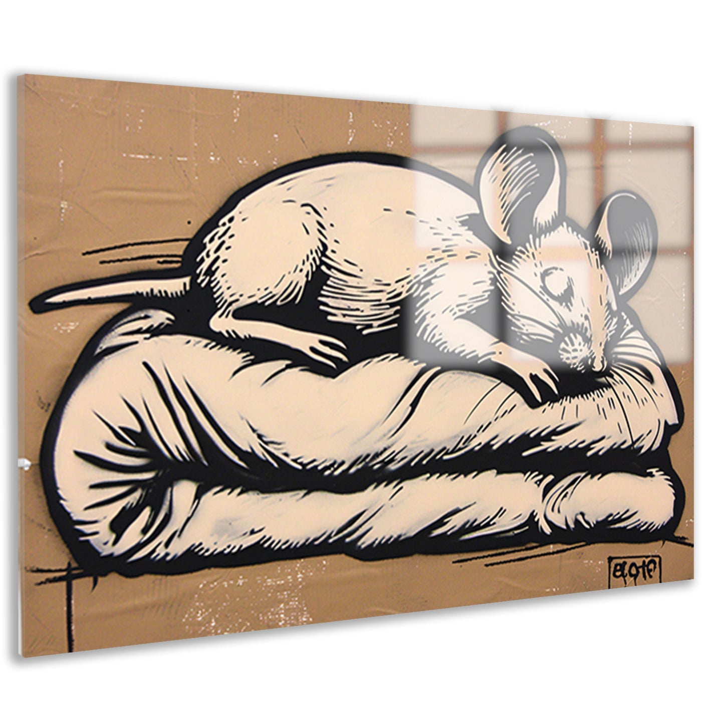 Slapende muis op een zachte deken acrylglas