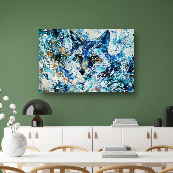 Abstract kleurrijk schilderij van een vos canvas