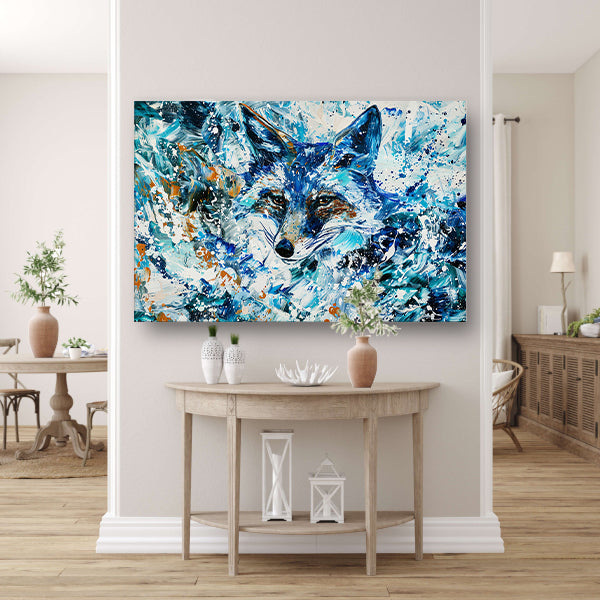 Abstract kleurrijk schilderij van een vos canvas