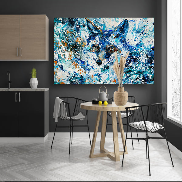 Abstract kleurrijk schilderij van een vos canvas