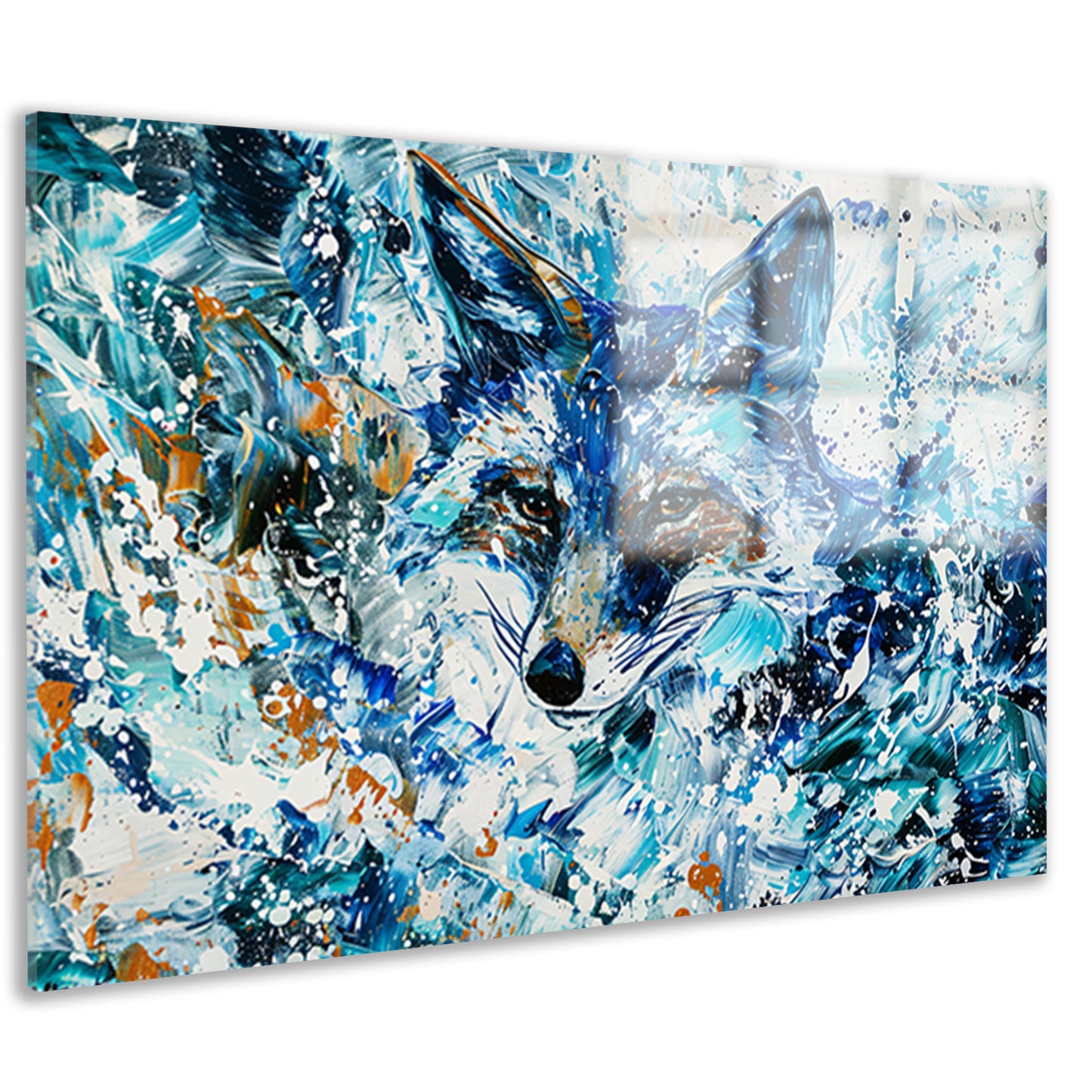 Abstract kleurrijk schilderij van een vos acrylglas