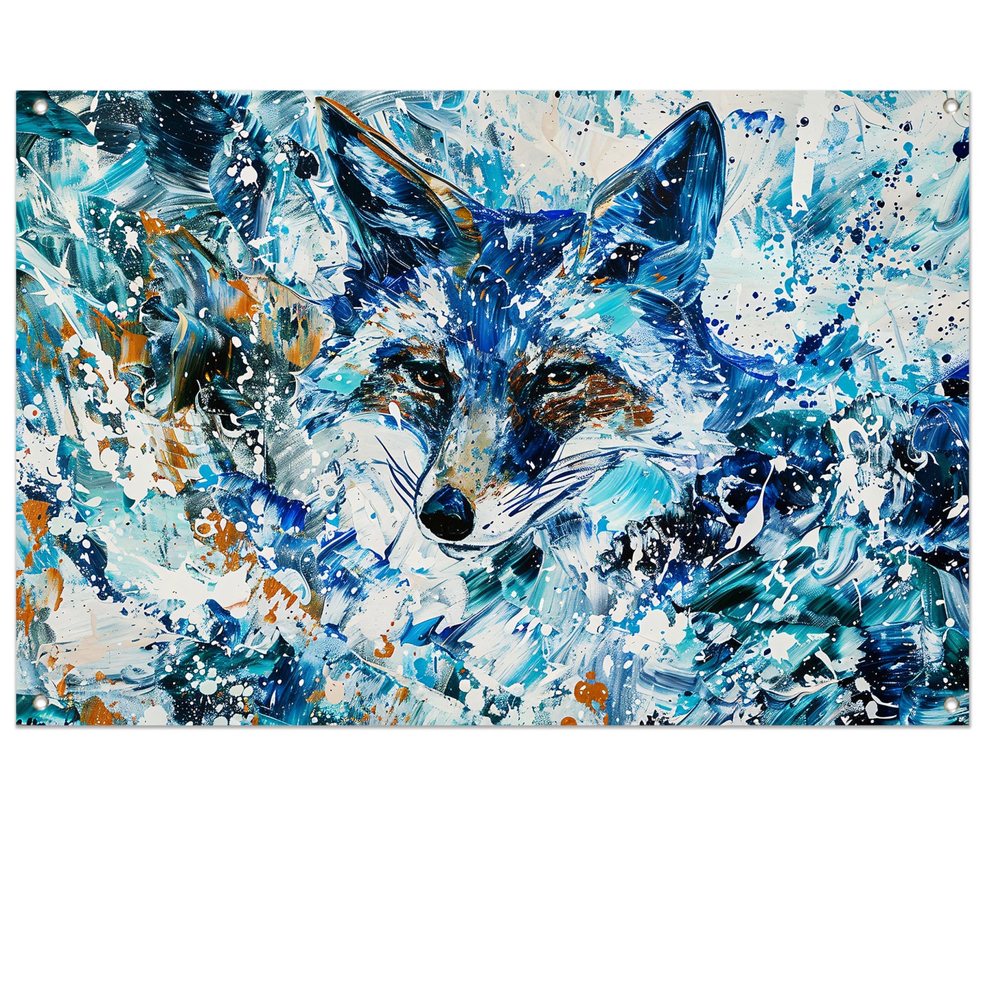 Abstract kleurrijk schilderij van een vos tuinposter