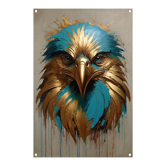 Abstracte Turkoois en Gouden Adelaar tuinposter