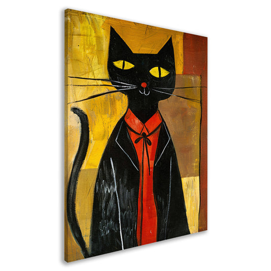 Modern Kat in Pak met Strikje canvas