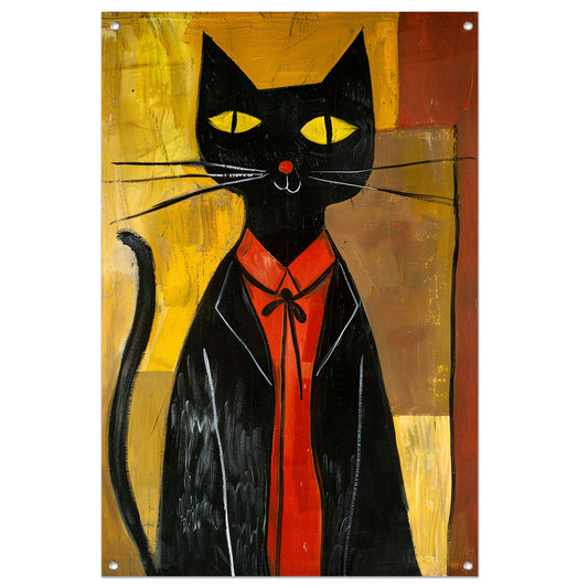 Modern Kat in Pak met Strikje tuinposter