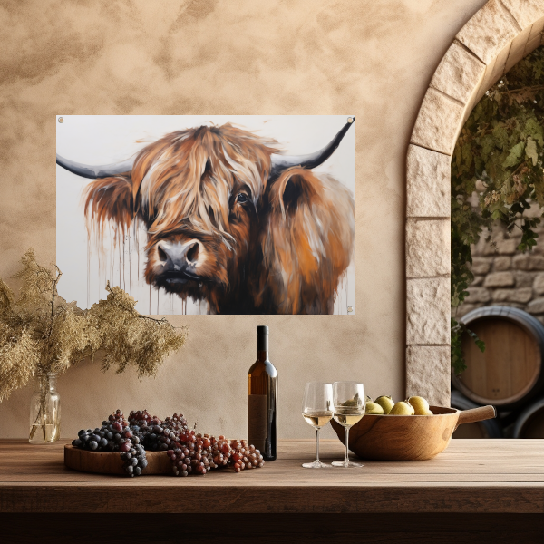 Intens Blikkende Hoogland Stier in Kunst tuinposter
