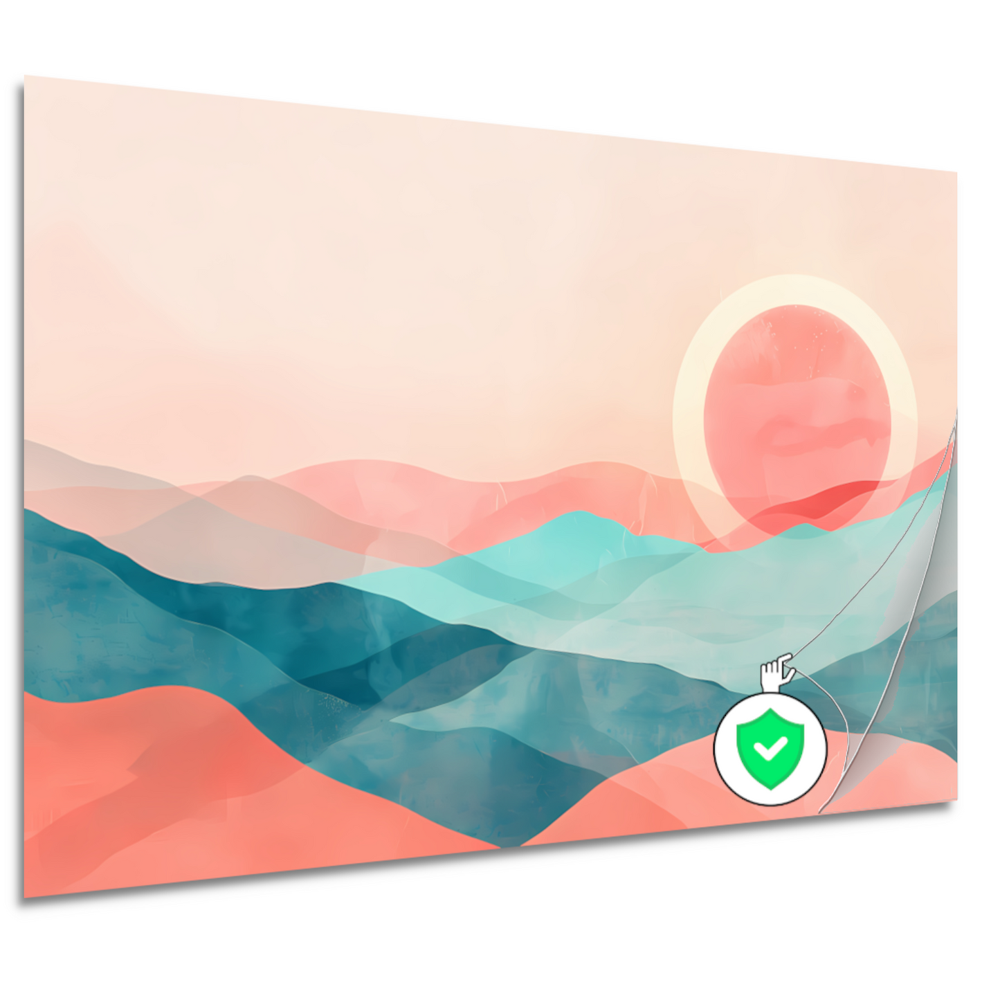 Abstract landschap met zonsondergang in pasteltinten poster