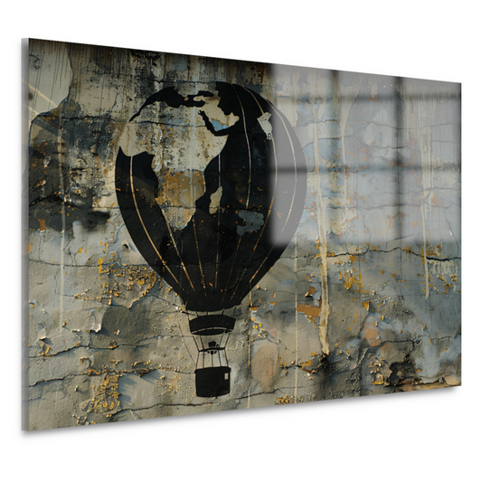 Minimalistische heteluchtballon aan de muur acrylglas