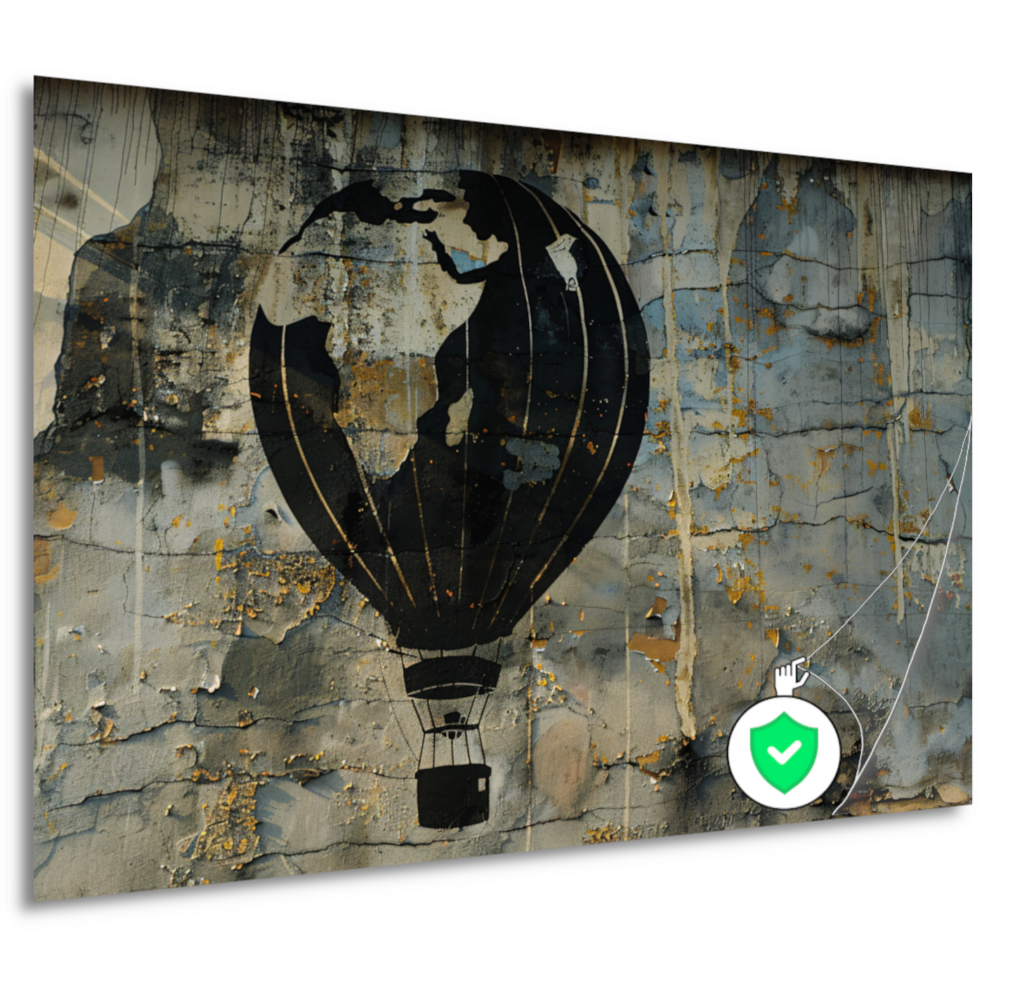 Minimalistische heteluchtballon aan de muur poster