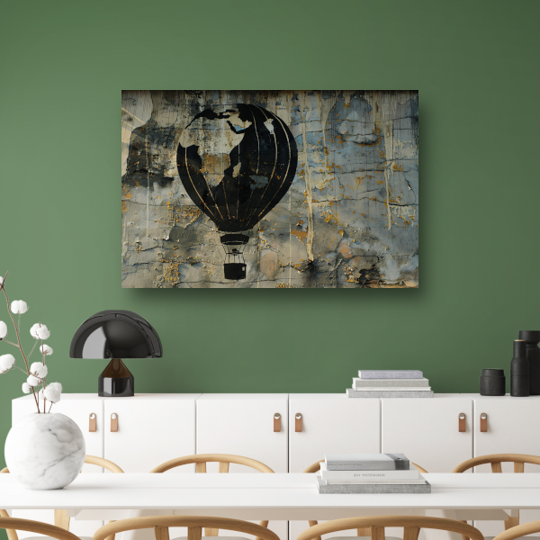 Minimalistische heteluchtballon aan de muur poster