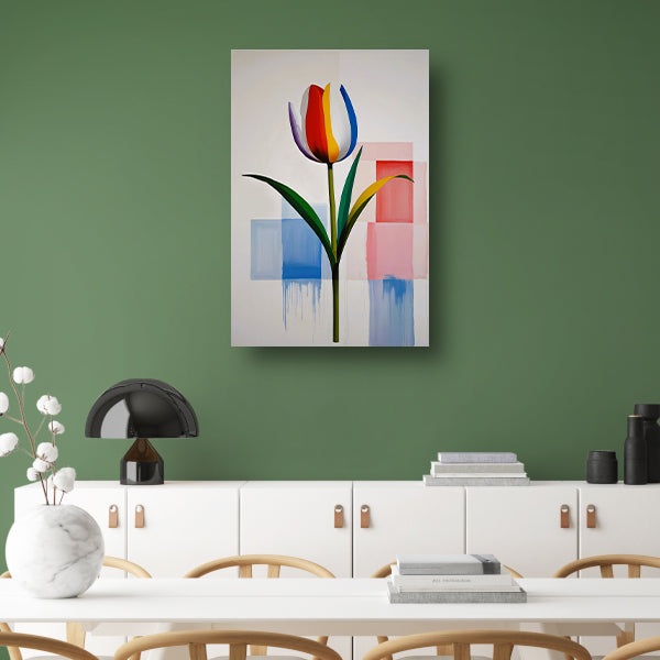 Abstracte Kleurrijke Tulp op Moderne Achtergrond canvas