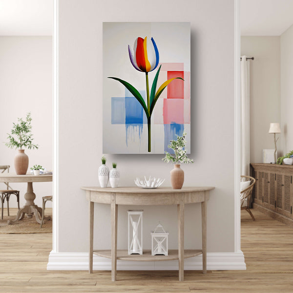Abstracte Kleurrijke Tulp op Moderne Achtergrond canvas