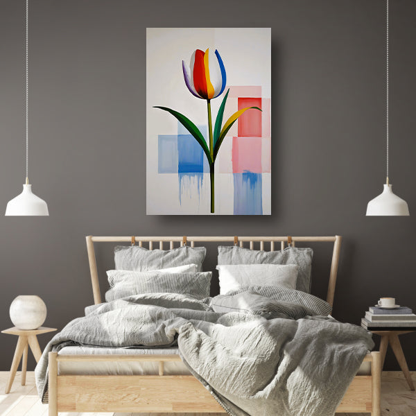 Abstracte Kleurrijke Tulp op Moderne Achtergrond canvas