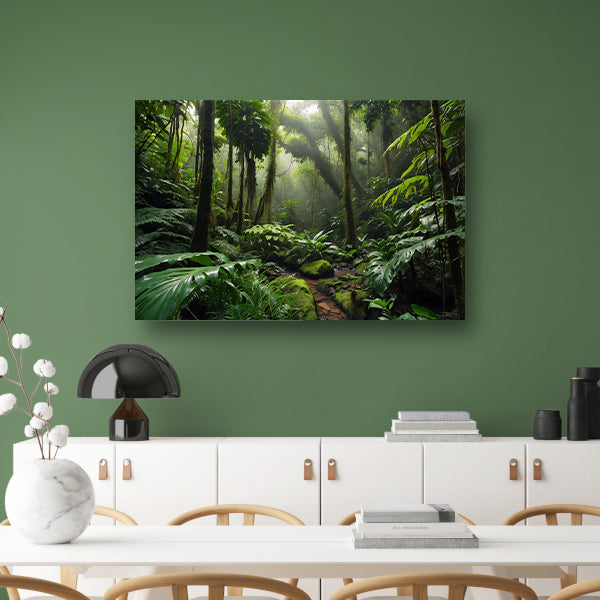 Betoverend regenwoud met weelderige planten poster