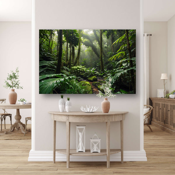 Betoverend regenwoud met weelderige planten poster