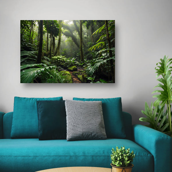 Betoverend regenwoud met weelderige planten poster