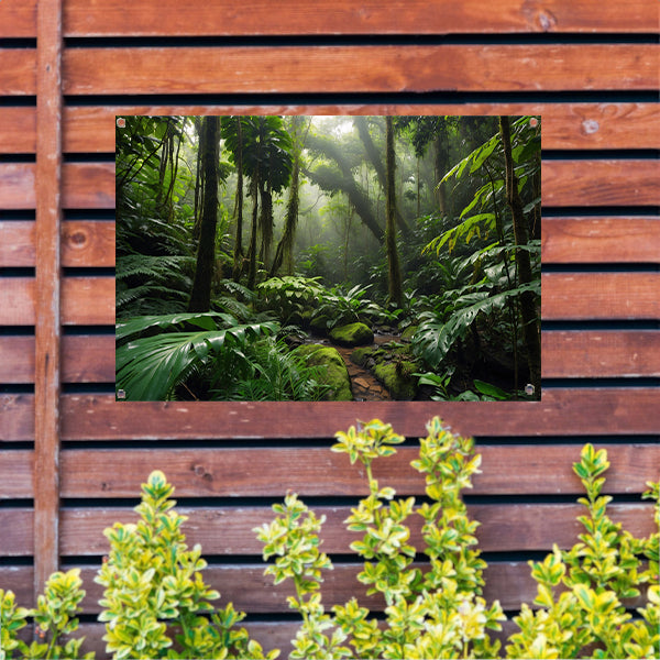 Betoverend regenwoud met weelderige planten tuinposter