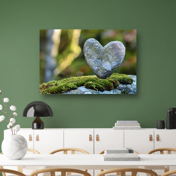 Hartvormige steen op mos in de natuur acrylglas