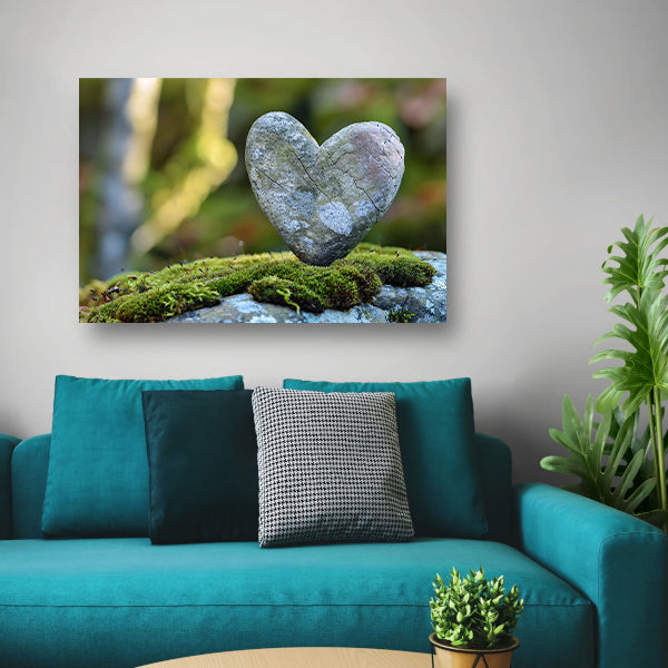 Hartvormige steen op mos in de natuur acrylglas