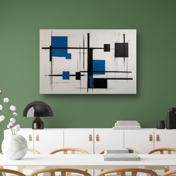 Abstracte Compositie in Zwart, Wit en Blauw poster