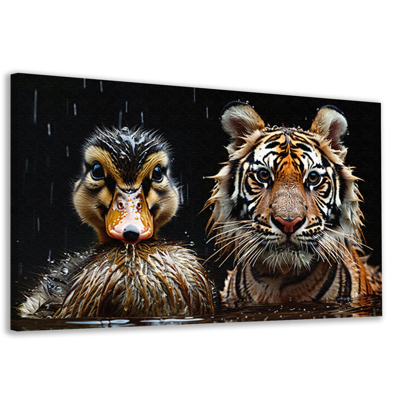 Tijger en eend in harmonie canvas