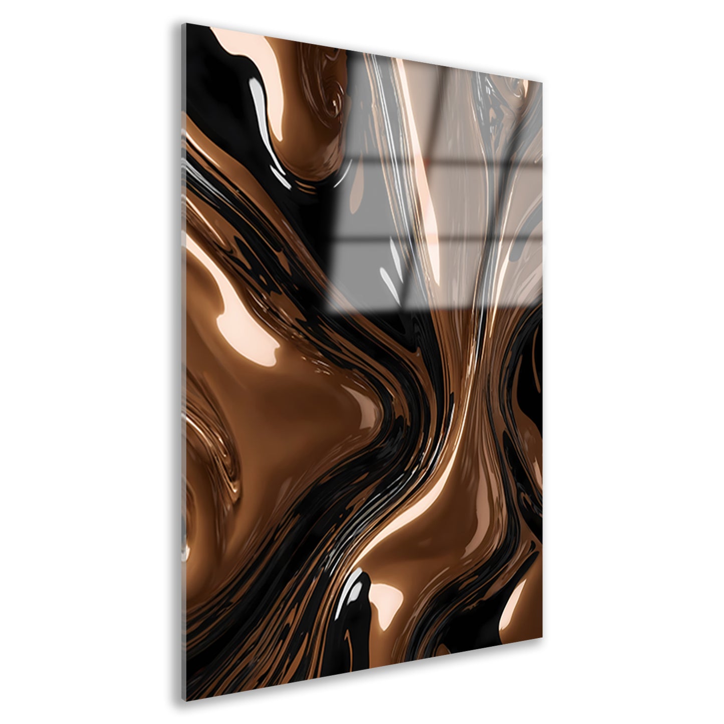 Abstracte Bronzen Wervelingen op Zwart acrylglas