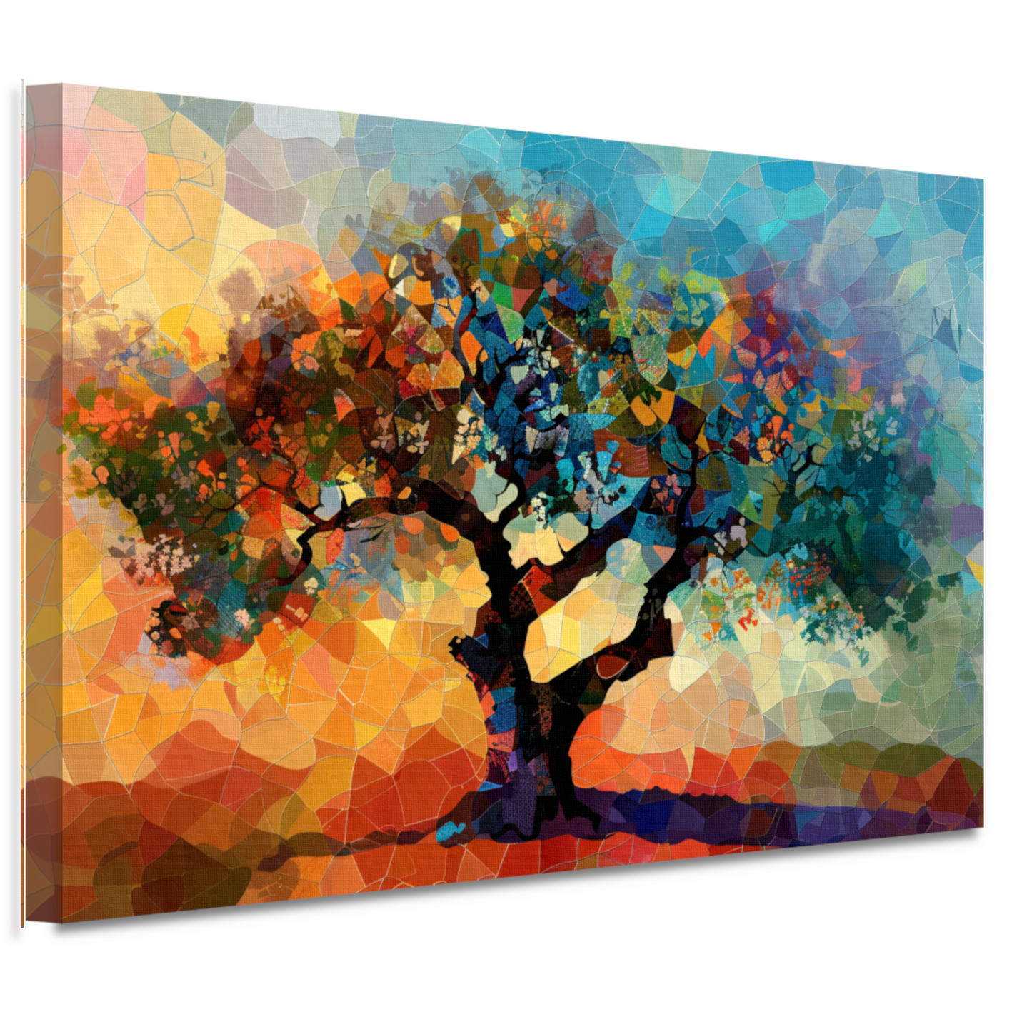 Art Nouveau Glas-in-lood Boom canvas