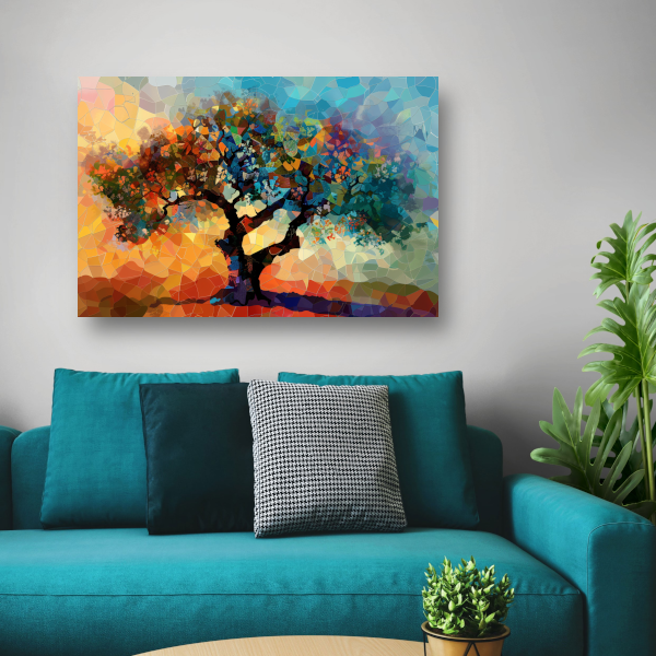 Art Nouveau Glas-in-lood Boom canvas