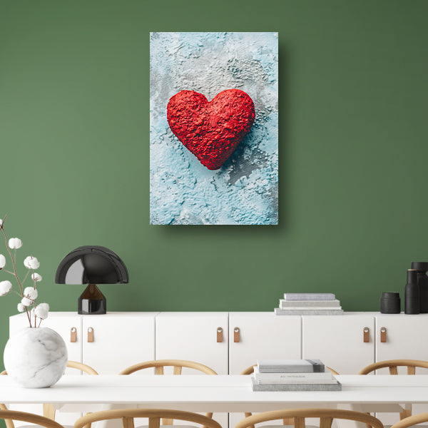Rood popart hart op blauwe achtergrond poster