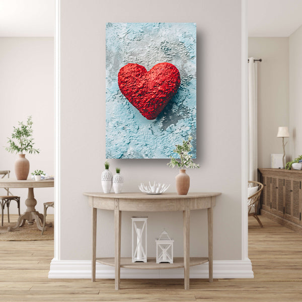 Rood popart hart op blauwe achtergrond poster