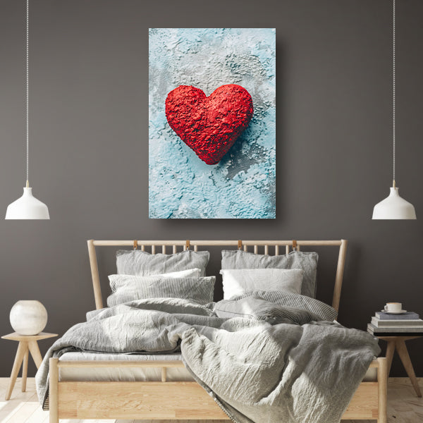 Rood popart hart op blauwe achtergrond poster
