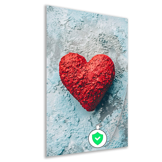 Rood popart hart op blauwe achtergrond poster