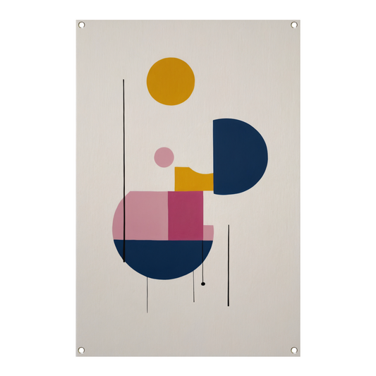 Abstracte geometrie met primaire kleuren tuinposter