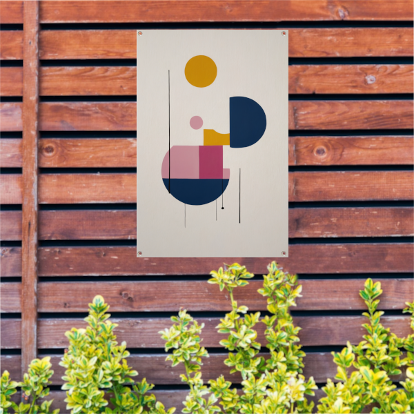 Abstracte geometrie met primaire kleuren tuinposter