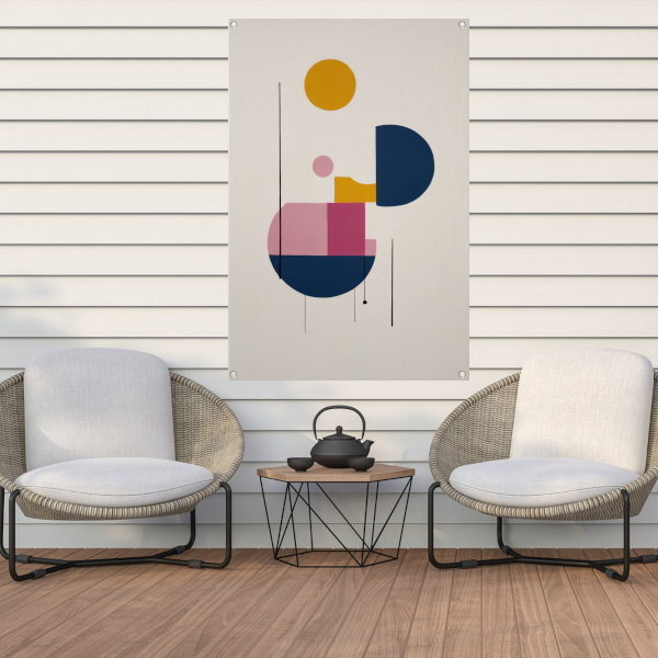 Abstracte geometrie met primaire kleuren tuinposter