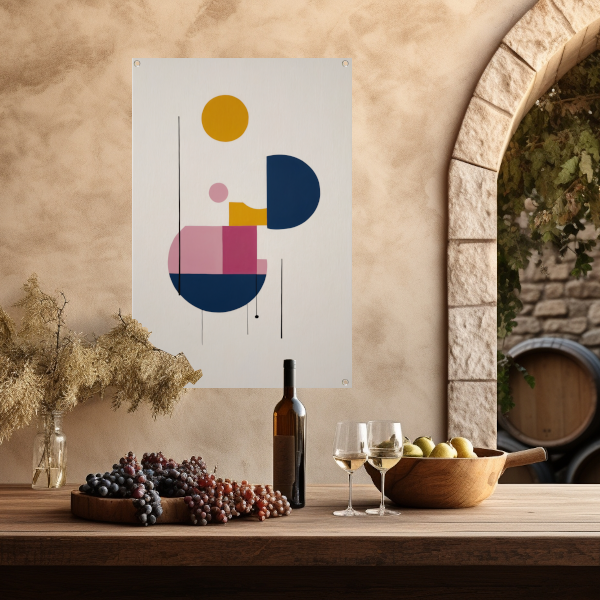 Abstracte geometrie met primaire kleuren tuinposter