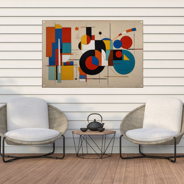 Dynamische Abstractie van Geometrische Kleuren tuinposter