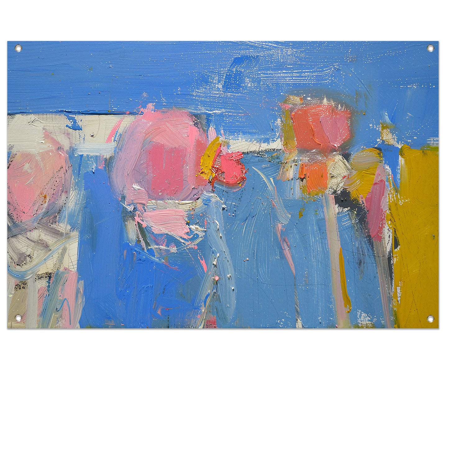 Kleurrijke abstracte expressie schilderij tuinposter