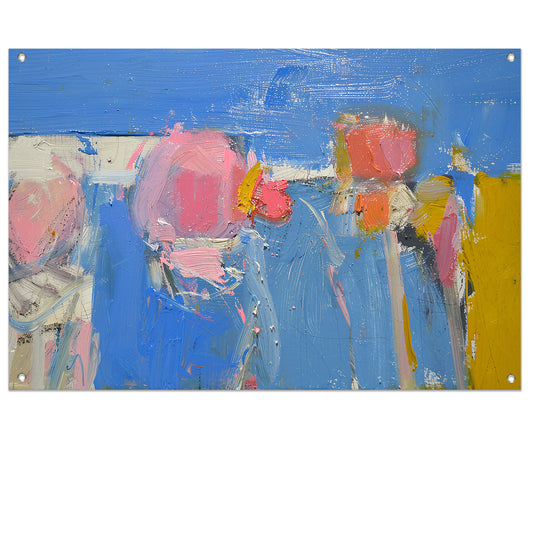 Kleurrijke abstracte expressie schilderij tuinposter