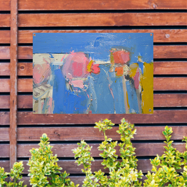 Kleurrijke abstracte expressie schilderij tuinposter