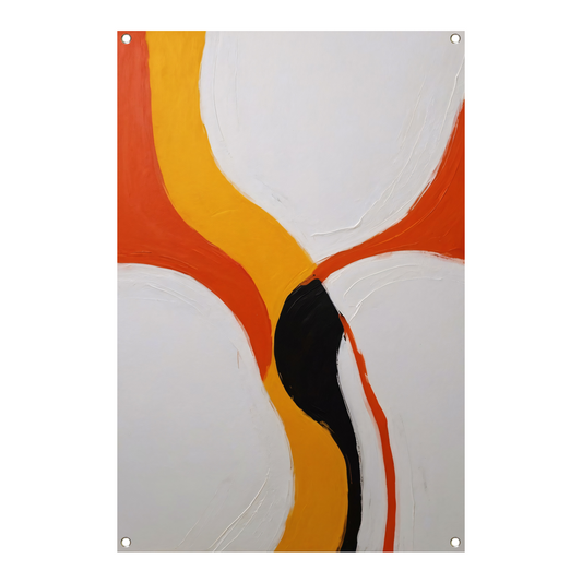 Kleurrijke abstracte vormen en lijnenspel tuinposter