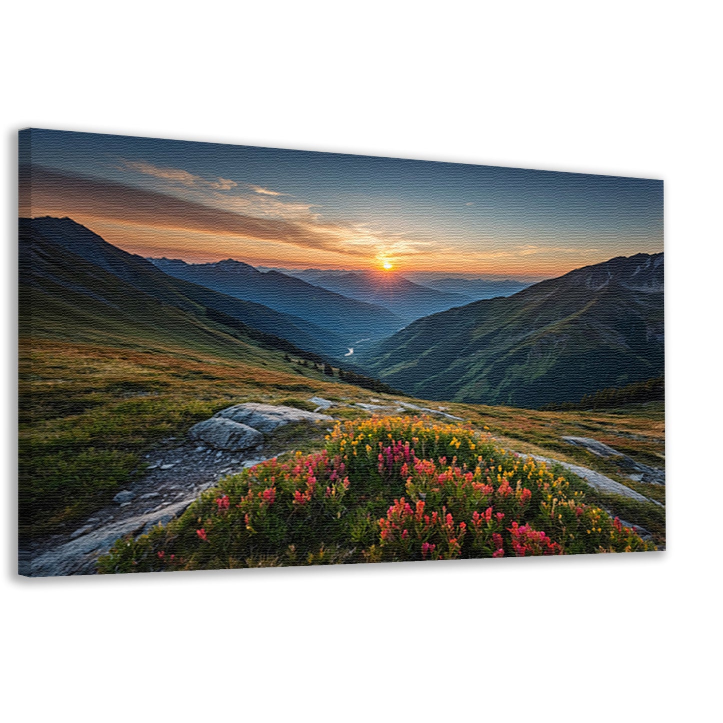 Prachtig berglandschap bij zonsondergang canvas