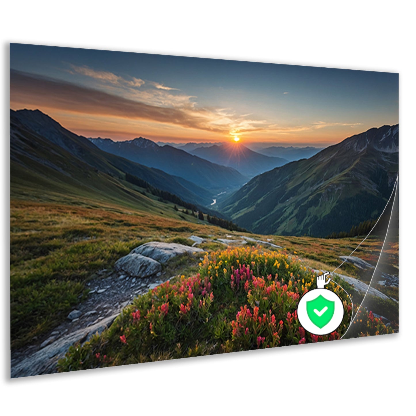 Prachtig berglandschap bij zonsondergang poster