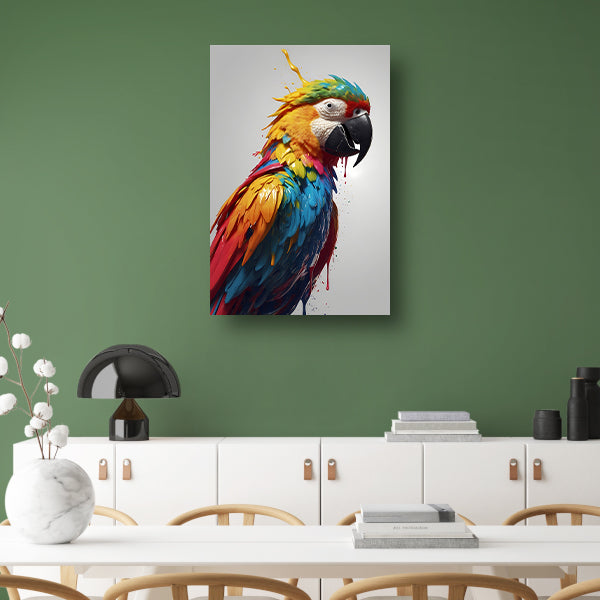 Abstracte Kleurexplosie Papegaai Kunst canvas met baklijst