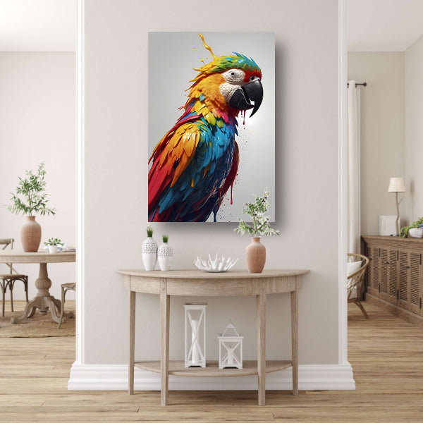 Abstracte Kleurexplosie Papegaai Kunst canvas met baklijst